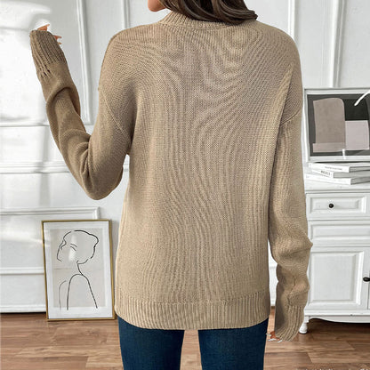 Cherry Jacquard Knitted Sweater with Round Neck and Loose Fit