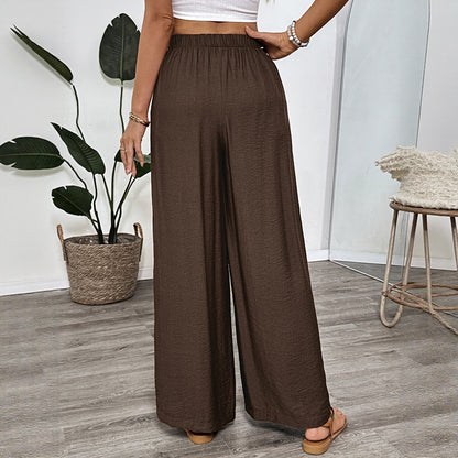 Loose High-Waist Wide-Leg Pants with Drawstring