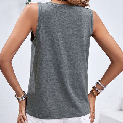 Basic Solid Color Tank Top with Round Neck