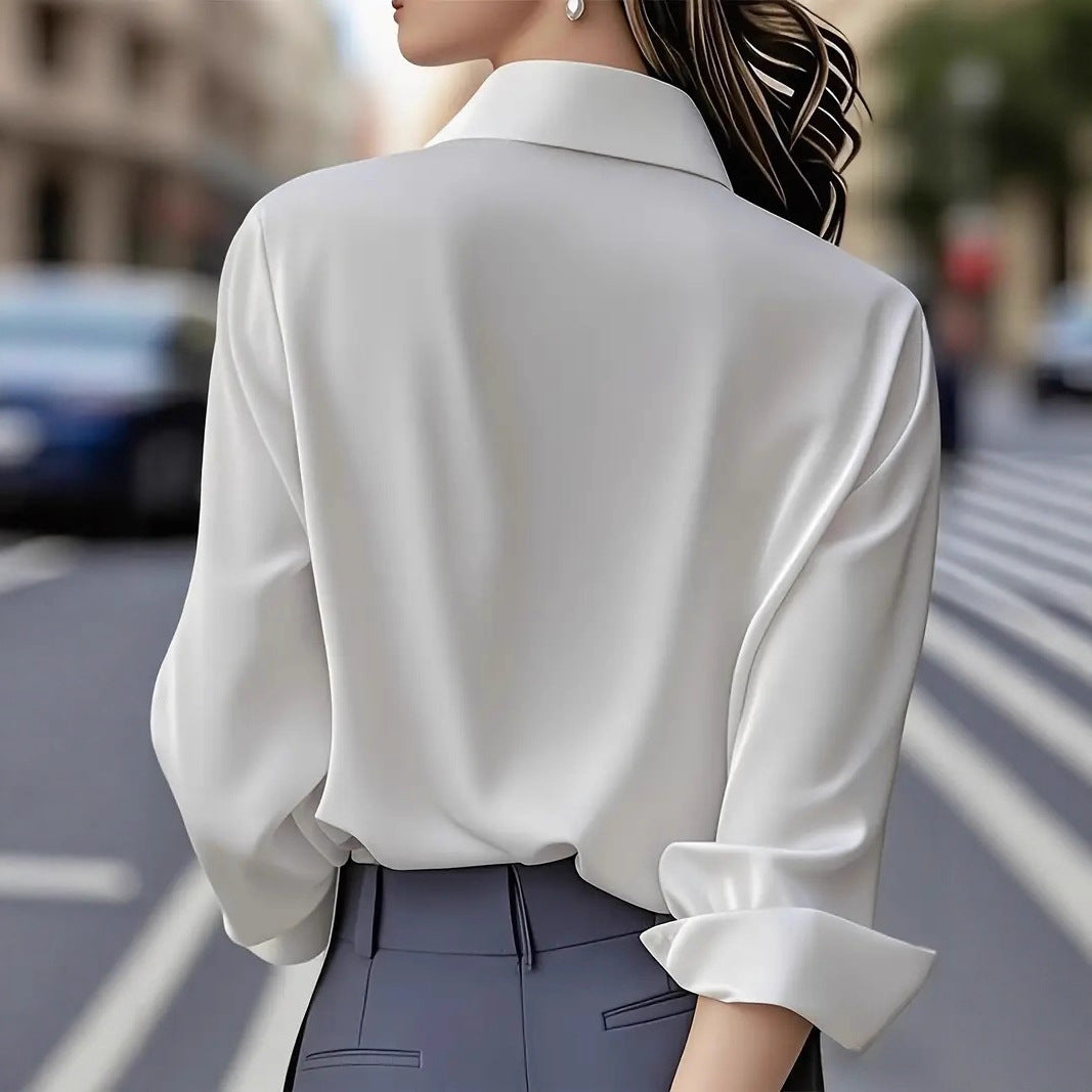 Solid Button-Down Shirt with Long Sleeves