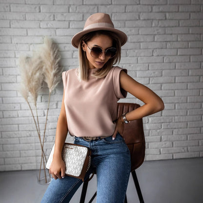 Solid Top with Stand Collar and Padded Shoulders