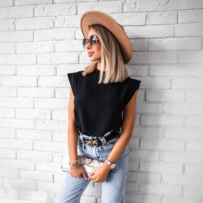Solid Top with Stand Collar and Padded Shoulders