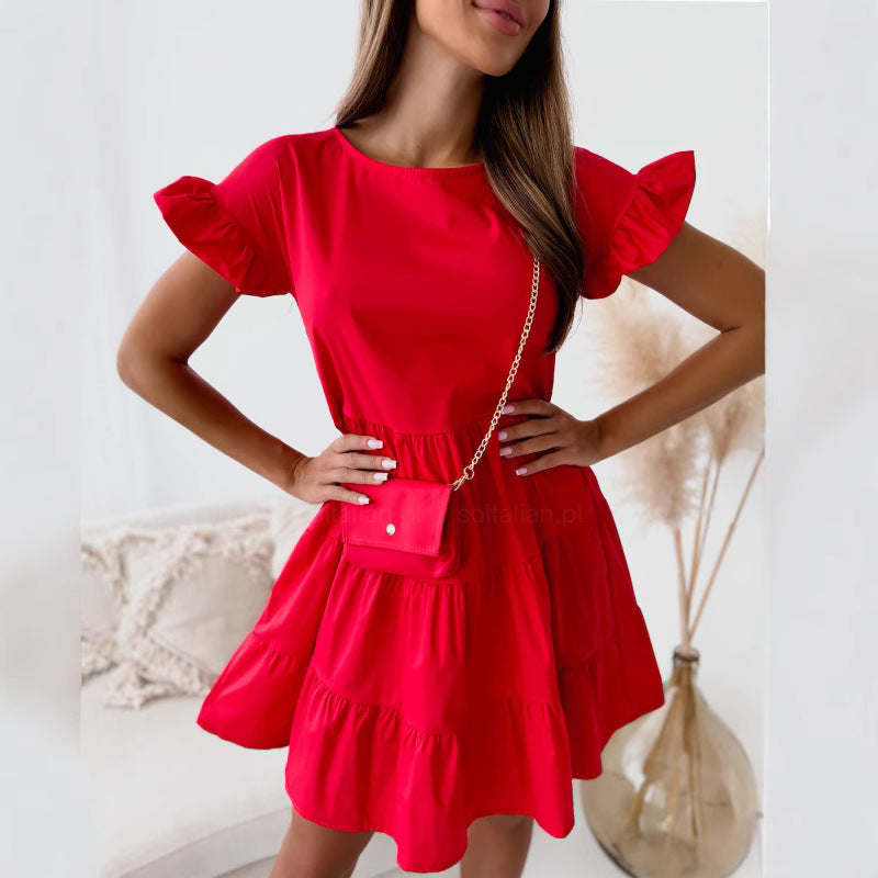 Babydoll Dress with Tiered Skirt and Ruffled Sleeves