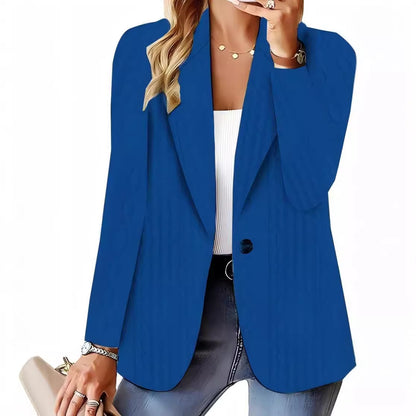 Textured Blazer with Suit Collar and Single Button