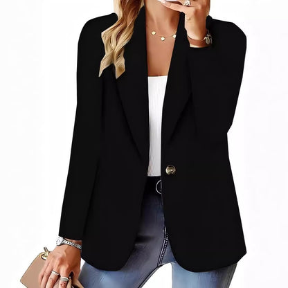 Textured Blazer with Suit Collar and Single Button