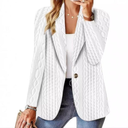 Textured Blazer with Suit Collar and Single Button