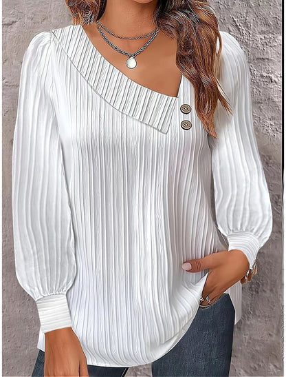 Independent Station Autumn Simple Long Sleeve Button Solid Color