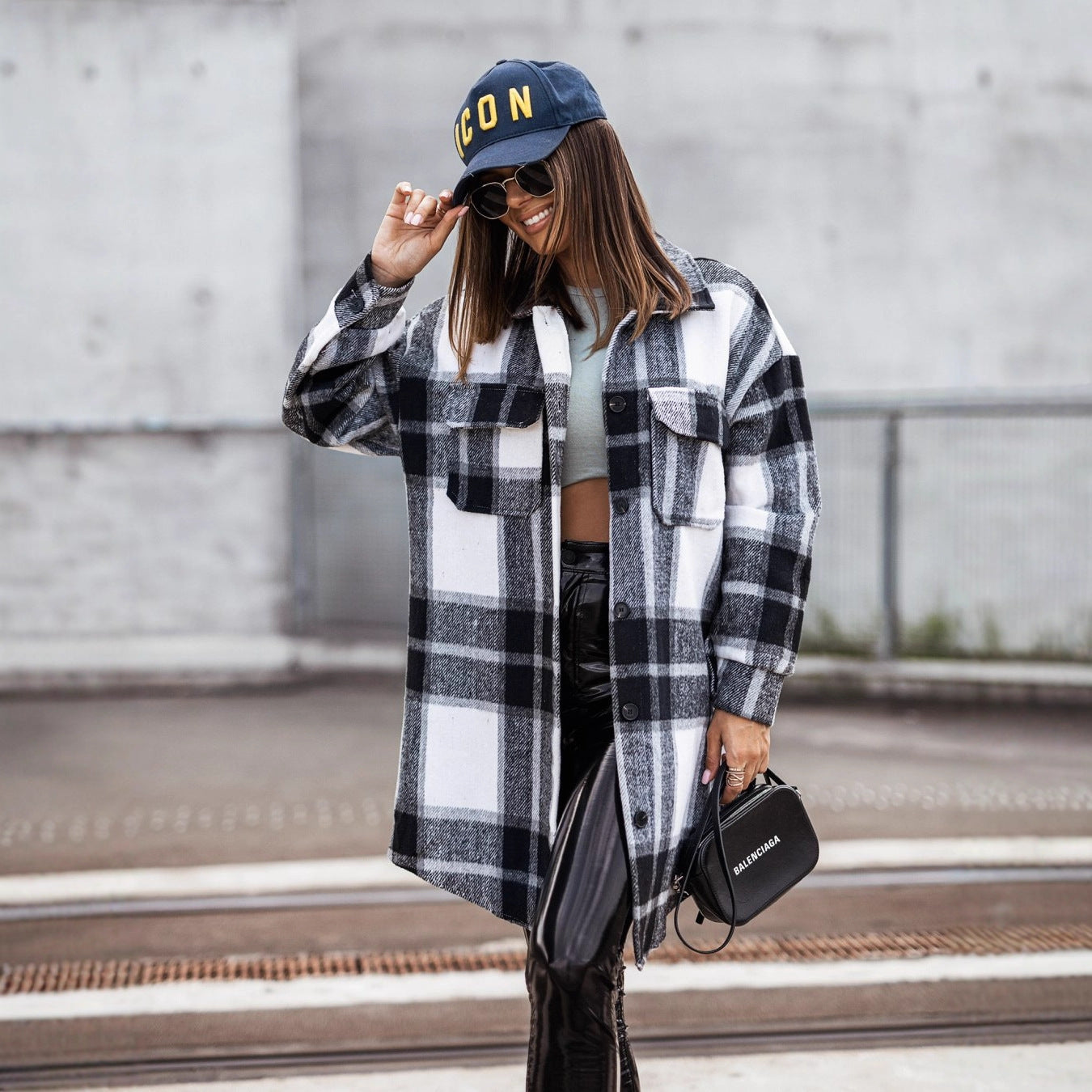 Plaid Flannel Oversized Shacket with Lapel Collar
