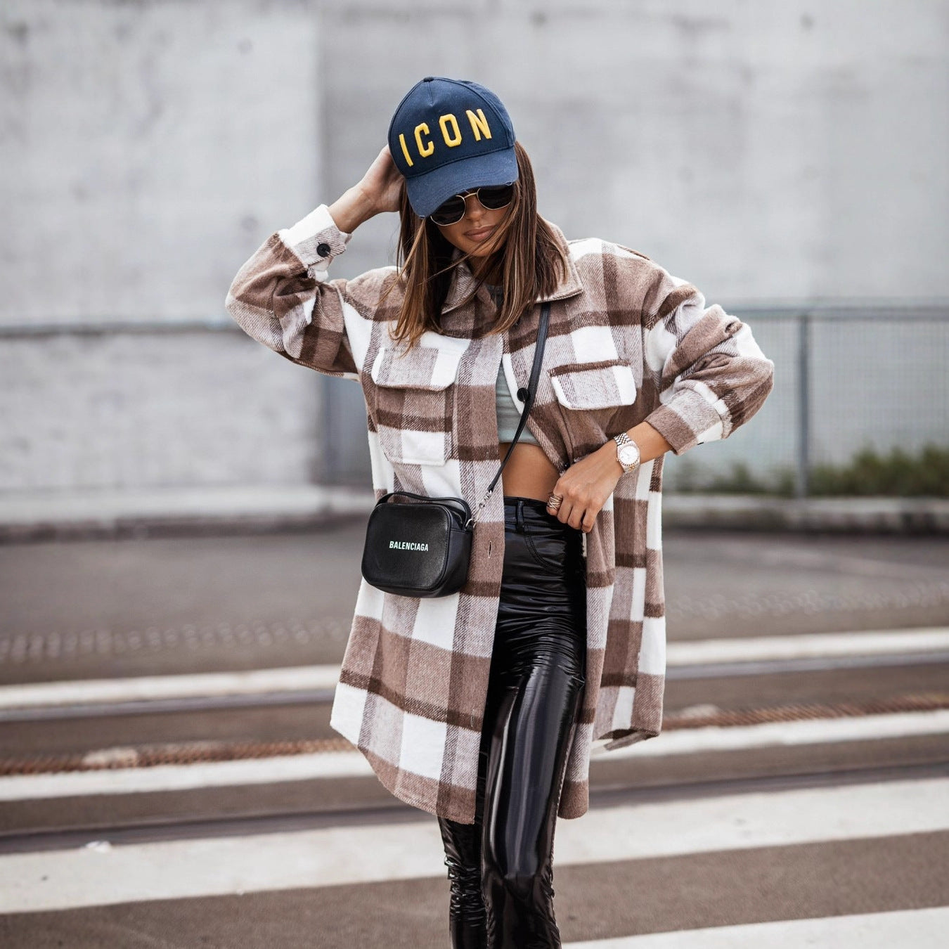 Plaid Flannel Oversized Shacket with Lapel Collar