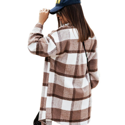 Plaid Flannel Oversized Shacket with Lapel Collar