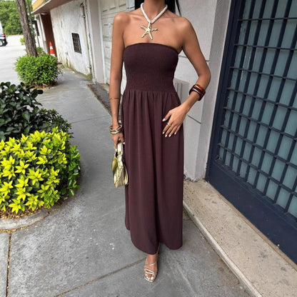 Smocked Tube Top Maxi Dress with Flowy Skirt