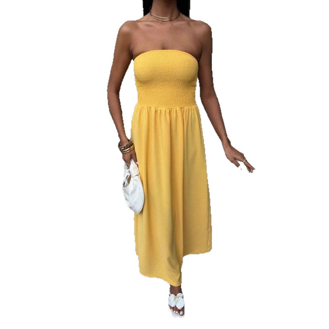 Smocked Tube Top Maxi Dress with Flowy Skirt