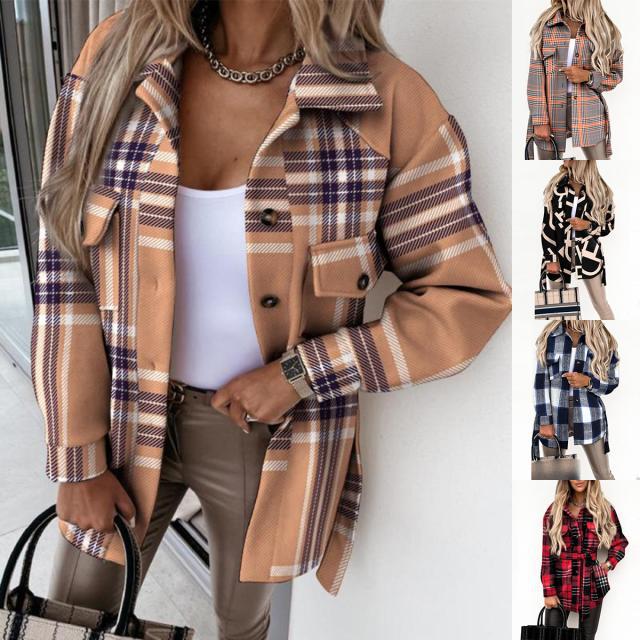 Plaid Oversized Shacket with Button Front