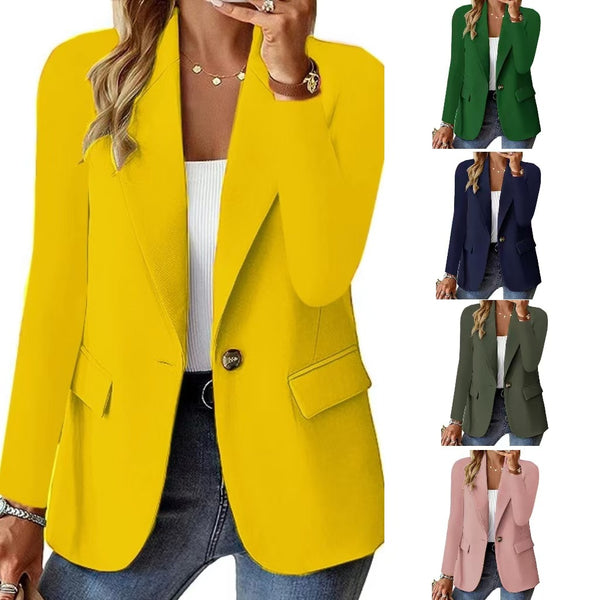 Single-Breasted Blazer with Notched Lapel and Flap Pockets