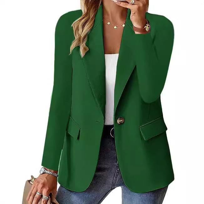 Single-Breasted Blazer with Notched Lapel and Flap Pockets