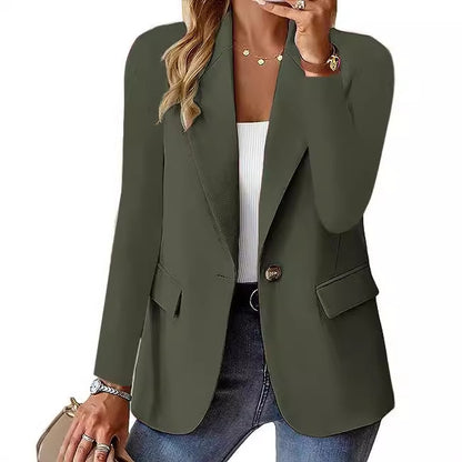 Single-Breasted Blazer with Notched Lapel and Flap Pockets