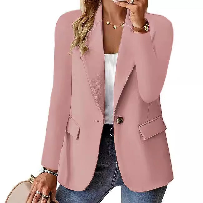 Single-Breasted Blazer with Notched Lapel and Flap Pockets