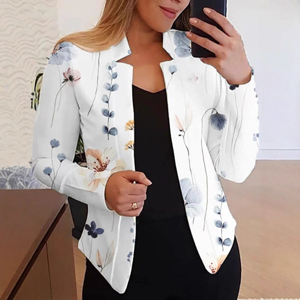 Floral Print Slim Fit Blazer with Stand Collar