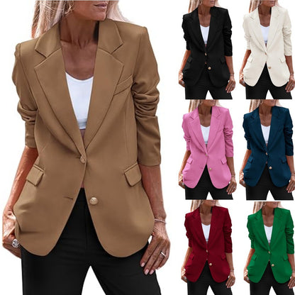 Regular Fit Blazer with Notched Lapel and Single Button