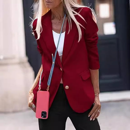 Regular Fit Blazer with Notched Lapel and Single Button