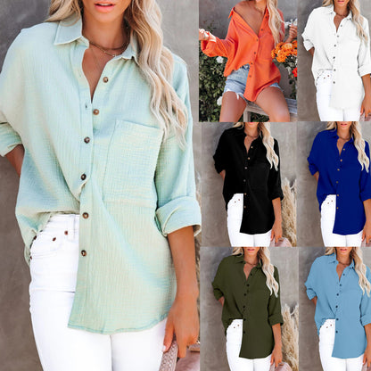 Oversized Solid Linen-Blend Shirt with Chest Pocket
