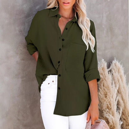 Oversized Solid Linen-Blend Shirt with Chest Pocket