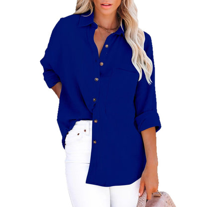 Oversized Solid Linen-Blend Shirt with Chest Pocket