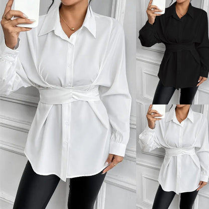 Lapel Collar Shirt with Integrated Wrap Waist