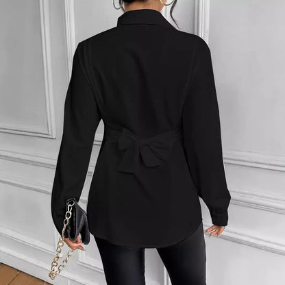 Lapel Collar Shirt with Integrated Wrap Waist