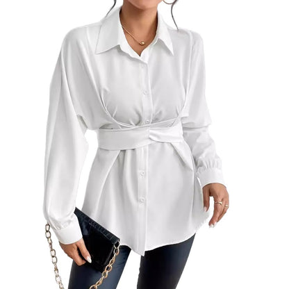 Lapel Collar Shirt with Integrated Wrap Waist