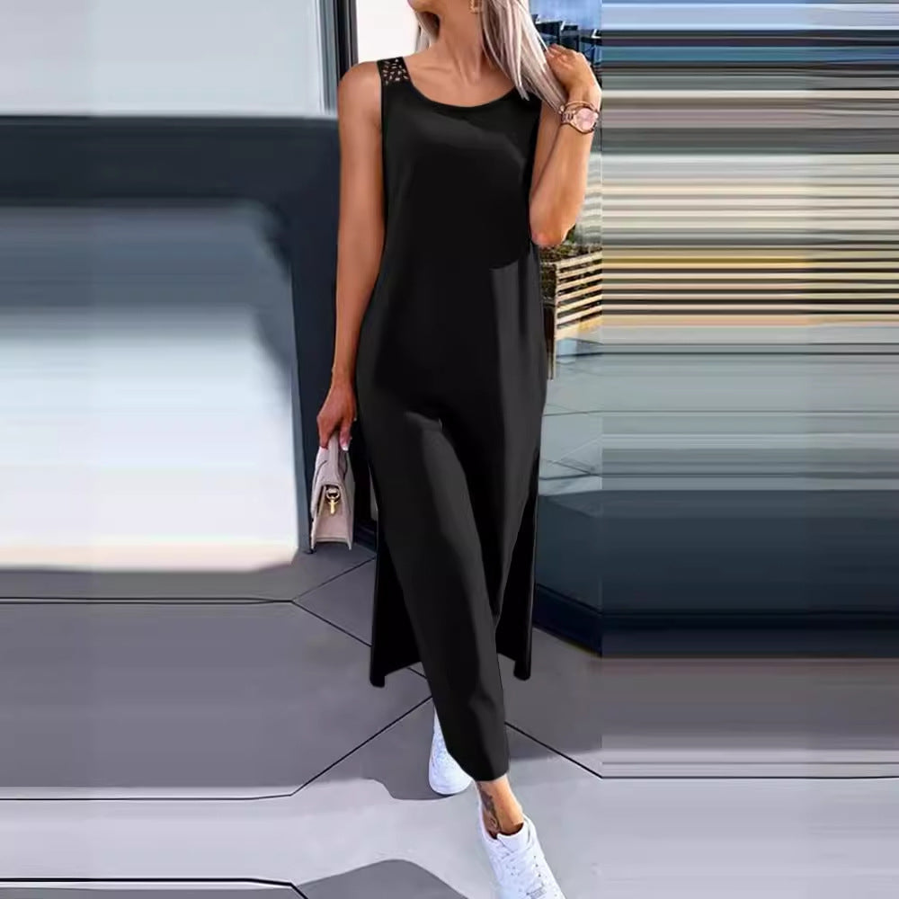 Sleeveless Maxi Dress with Hollow-Out Back and Side Slits