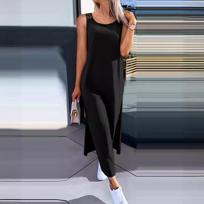 Sleeveless Maxi Dress with Hollow-Out Back and Side Slits