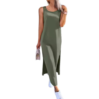 Sleeveless Maxi Dress with Hollow-Out Back and Side Slits