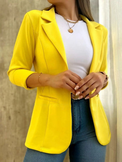 Open Front Slim Fit Blazer with Notched Lapel