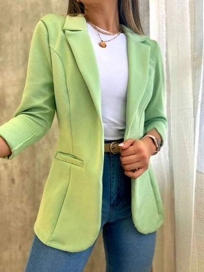 Open Front Slim Fit Blazer with Notched Lapel