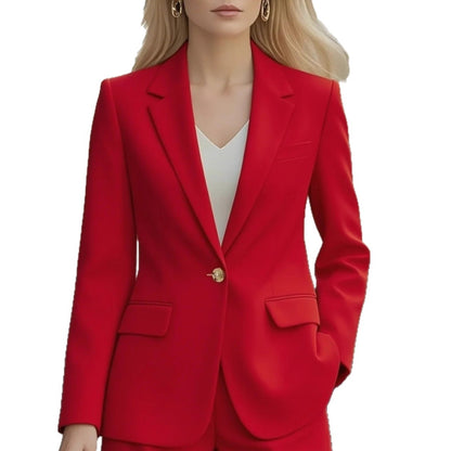 Solid Single-Button Blazer with Notched Lapels
