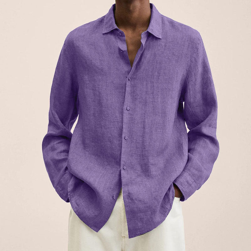 Loose-Fit Linen Blend Button-Down Shirt