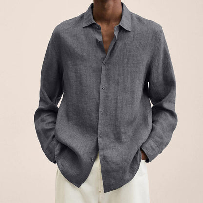 Loose-Fit Linen Blend Button-Down Shirt