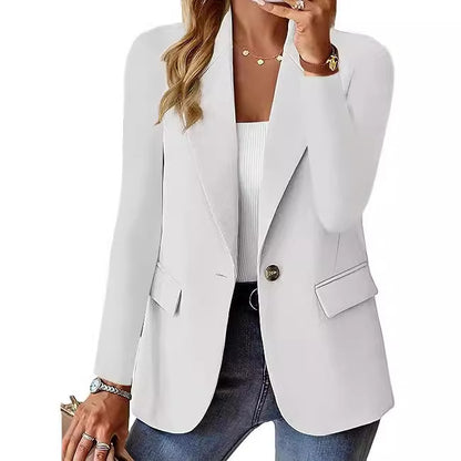 Solid Single-Breasted Blazer with Notched Lapels