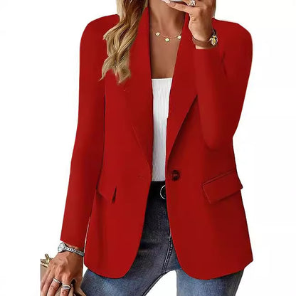 Solid Single-Breasted Blazer with Notched Lapels