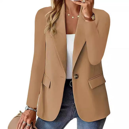 Solid Single-Breasted Blazer with Notched Lapels