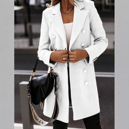 Medium Length Double-Breasted Coat with Suit Collar