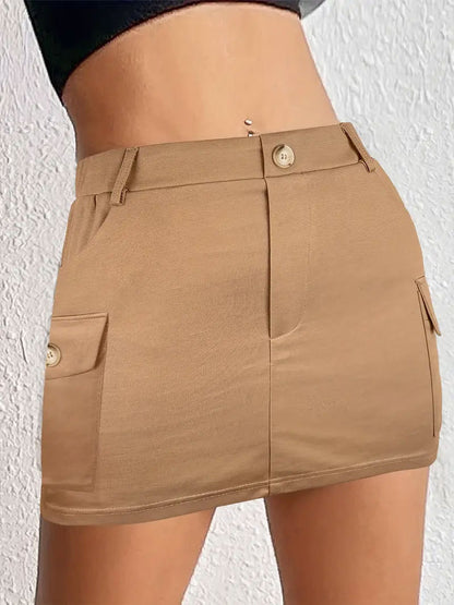High-Waist Bodycon Mini Skirt with Cargo Pockets