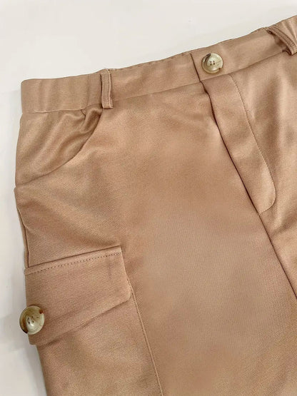 High-Waist Bodycon Mini Skirt with Cargo Pockets