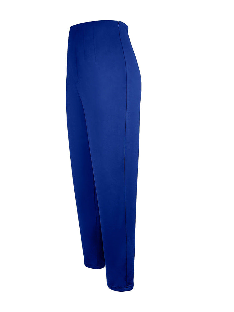 High-Waist Tapered Trousers with Ankle Length