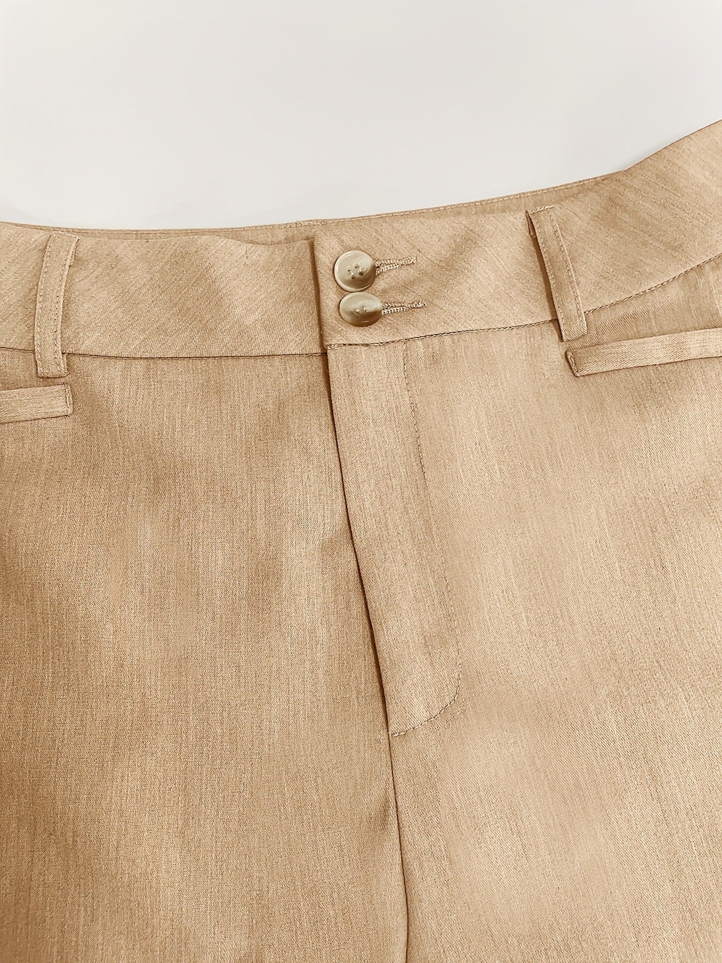 Straight-Leg Trousers with High Waist and Button Closure
