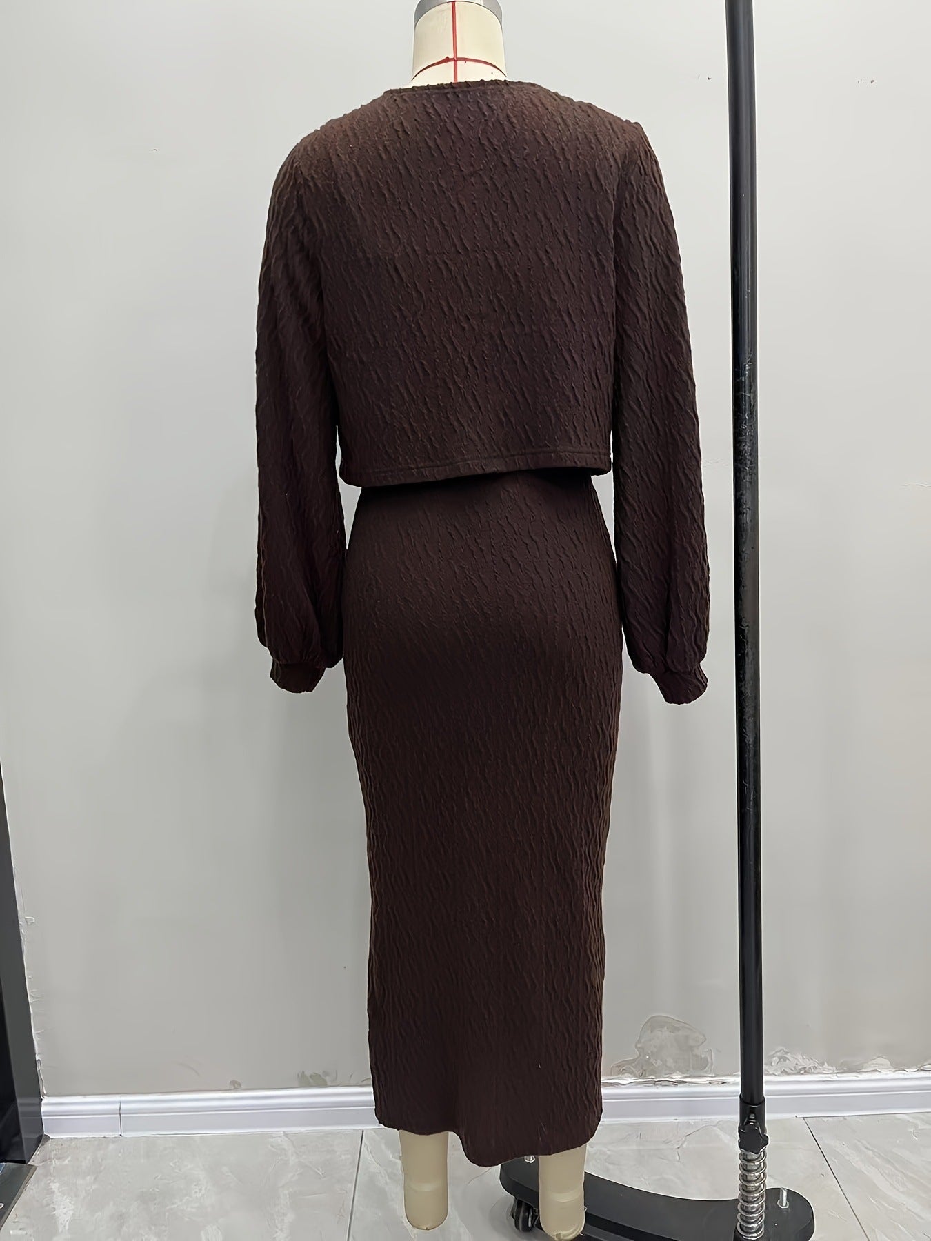 Knitted Twist Set with Cropped Cardigan & Midi Dress