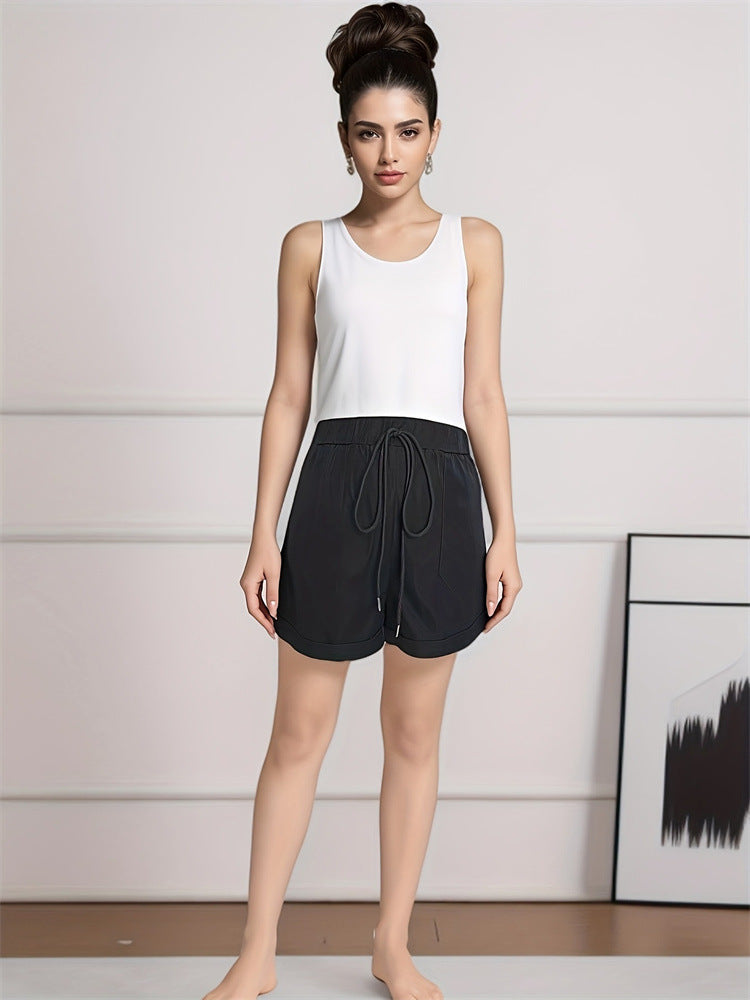 High-Waist Wide-Leg Shorts with Drawstring
