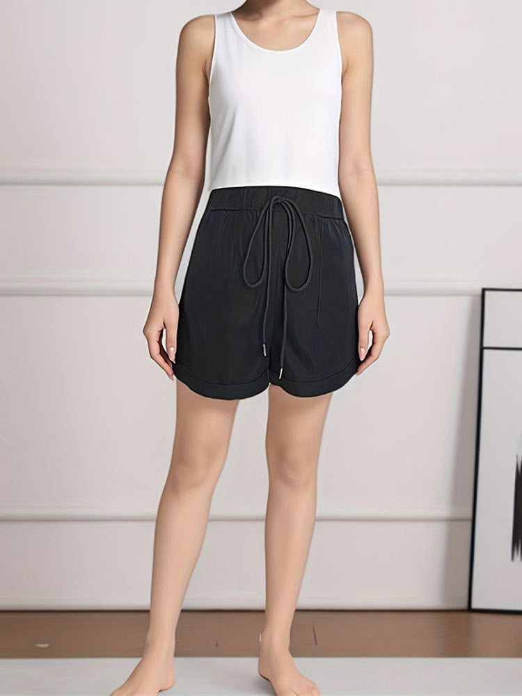 High-Waist Wide-Leg Shorts with Drawstring