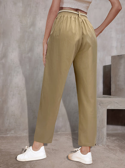 Relaxed Fit High-Waist Trousers with Drawstring